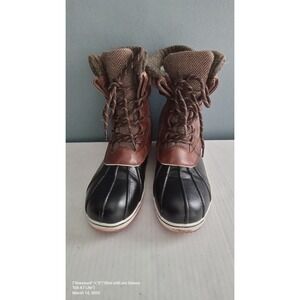 Duck Boots Waterproof Winter Snow Boots Herringbone‎ Cuff Lace Up